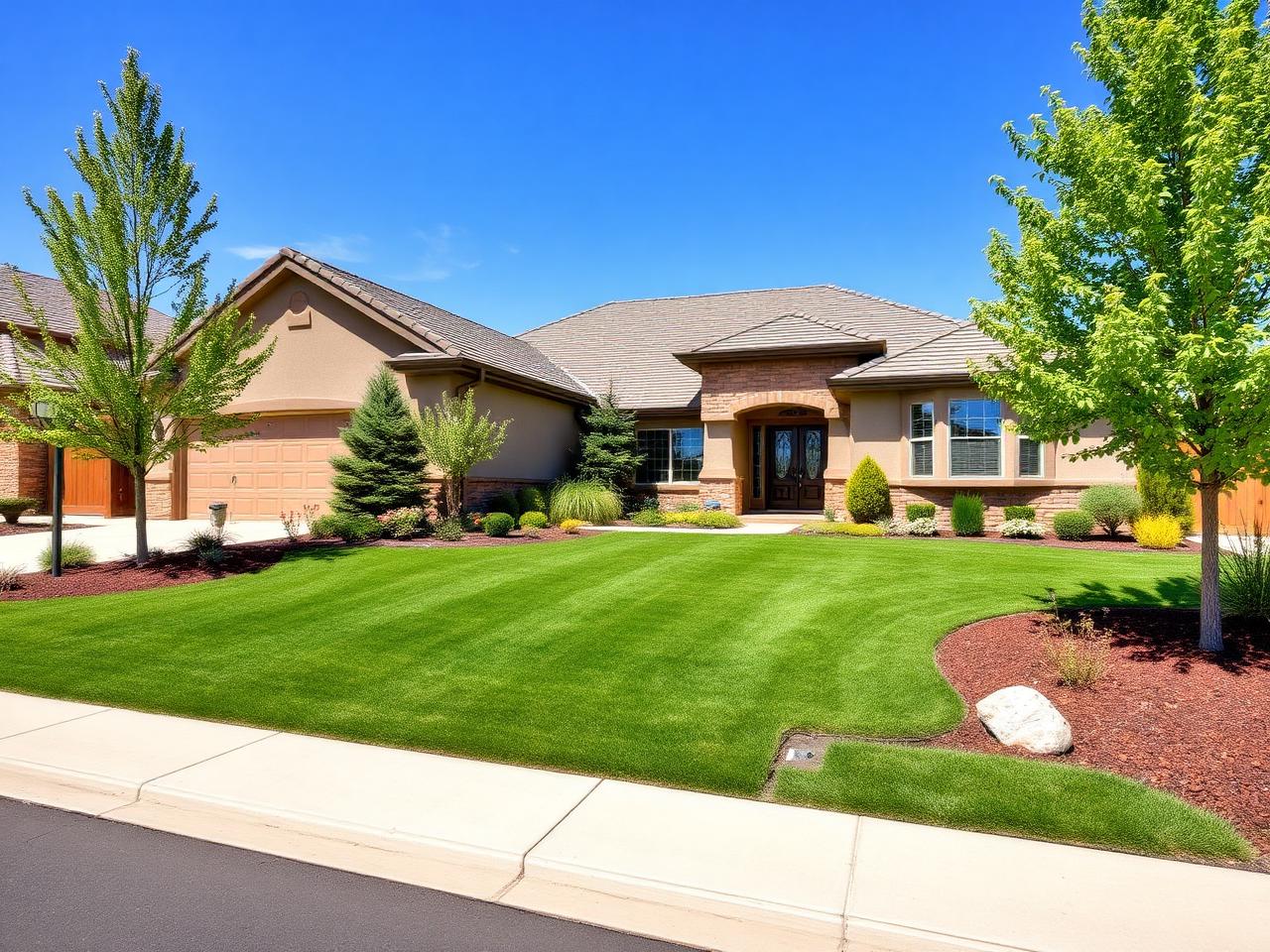 Beautifully maintained Colorado home with manicured lawn and landscaping